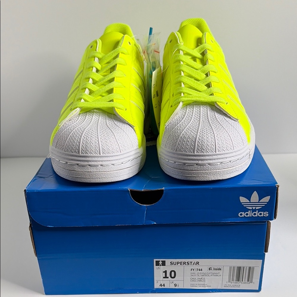Adidas NEW Neon Yellow Low-Top Superstar Sneakers FY2744 - Picture 7 of 8